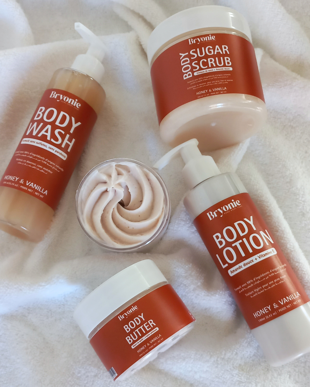 Gamme body care routine complète + gloss à lèvres offert (Honey & Vanilla)